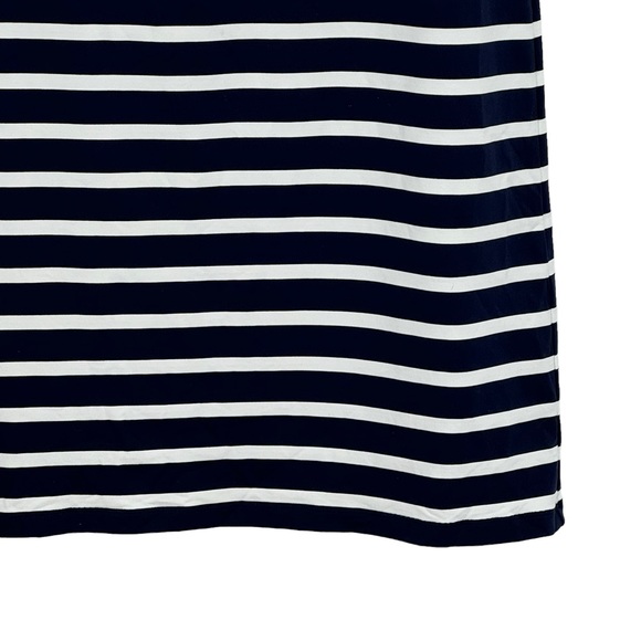 J McLaughlin Size Large Blue/White Patrice Off Shoulder Striped Nautical Dress - Picture 7 of 12